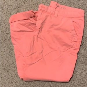 Cropped GAP khakis in bright coral, size 14.